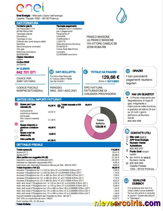 Italy Enel Energia utility bill